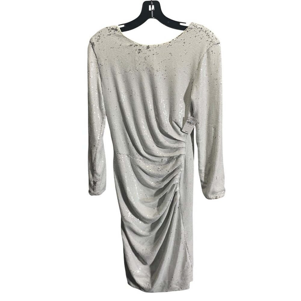 Dress The Population Sequin‎ Mini Dress M Backless White Long Sleeve